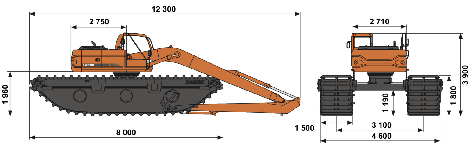 Схема Экскаватор-амфибия Develon (Doosan) R-ex 210А